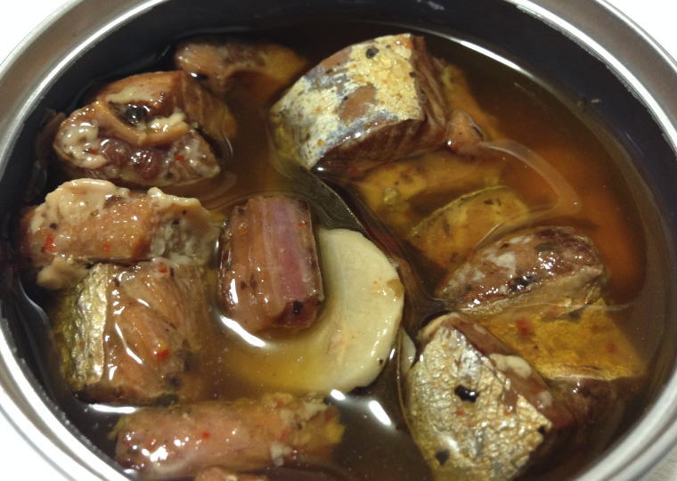 海のアヒージョ『かつお腹皮』