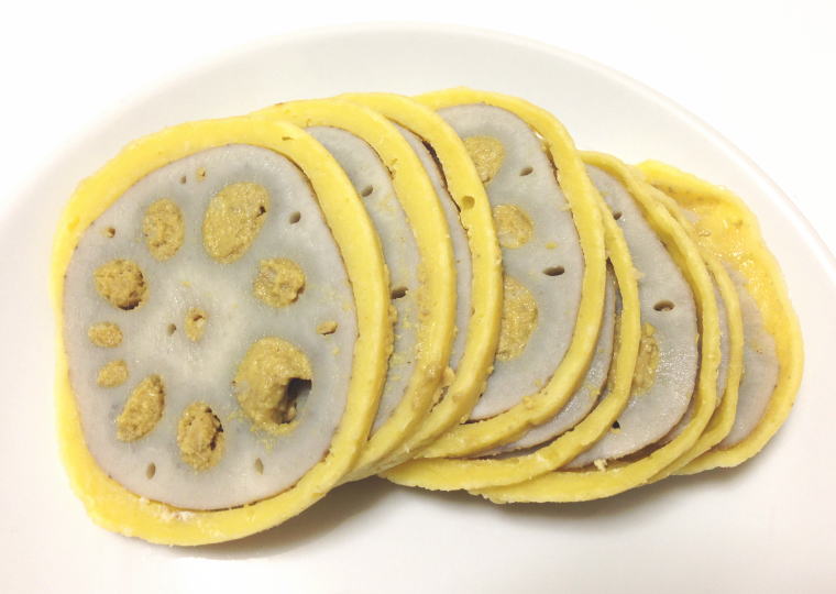 森からし蓮根 からし蓮根 切ったところ